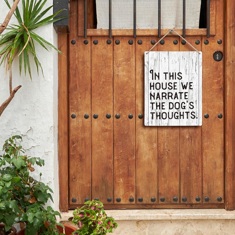 FUGWN In This House We Narrate the Dogs Thoughts Hanging Wooden Signs 8x10, Dog Decor for Dog Room, Dog Signs for Home Decor, Dog Decorations for the Home, House Rules Sign - Image 3